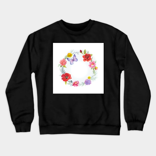 Floral Circle Crewneck Sweatshirt by InkySwallows